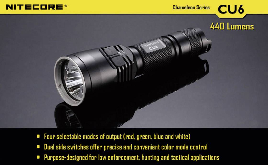 NiteCore CU6 Chameleon LED Taschenlampe batteriebetrieben 440lm 400h 138g