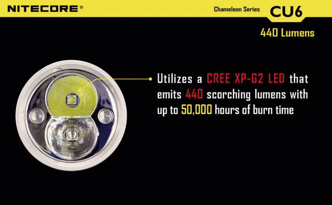NiteCore CU6 Chameleon LED Taschenlampe batteriebetrieben 440lm 400h 138g