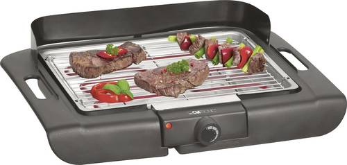 Clatronic BQ3507 Tisch Elektro-Grill mit Windschutz, mit manueller Temperatureinstellung Schwarz