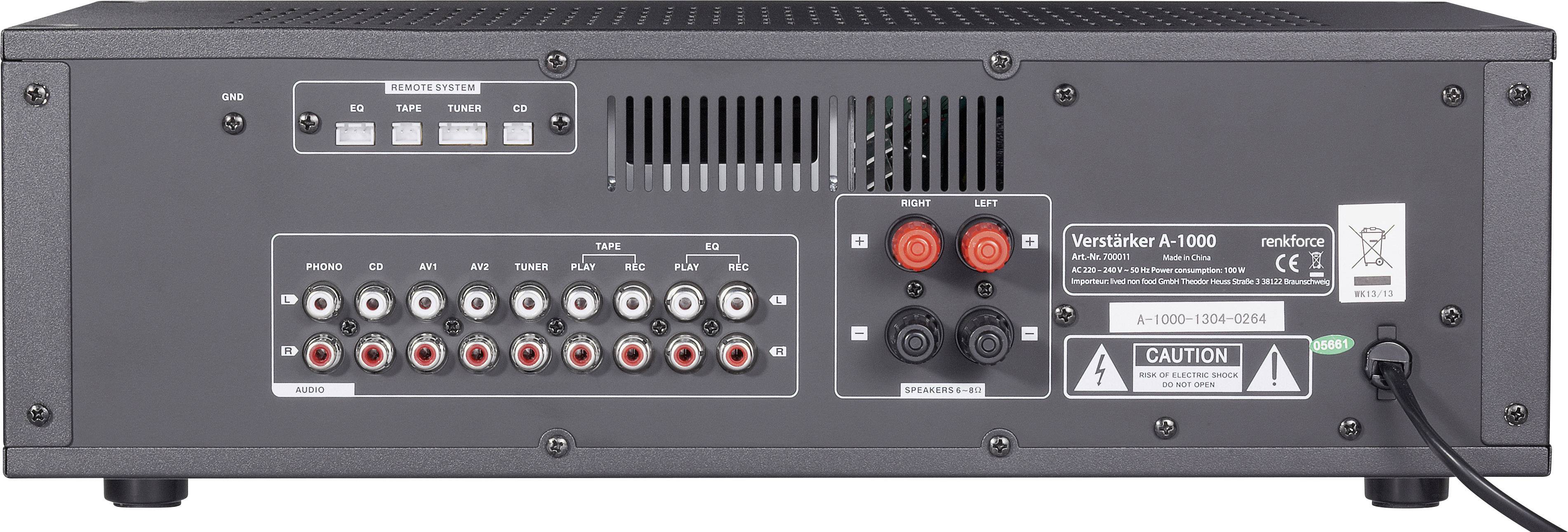 Renkforce A-1000 Stereo-Verstärker 2 x 50W Schwarz