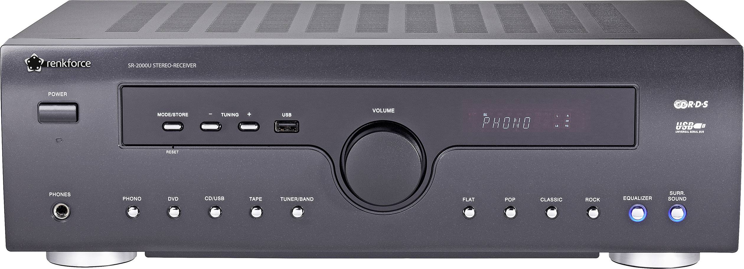 Renkforce SR-2000U Stereo Receiver 2x50 W Schwarz USB