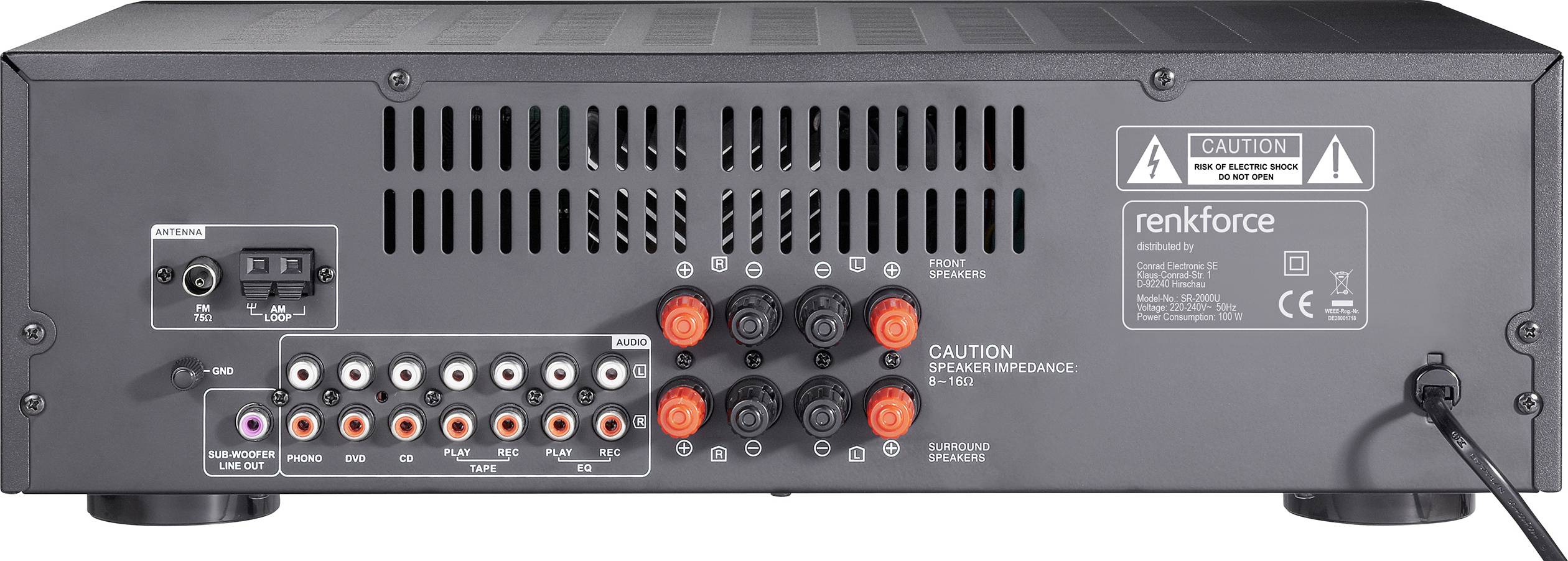 Renkforce SR-2000U Stereo Receiver 2x50 W Schwarz USB
