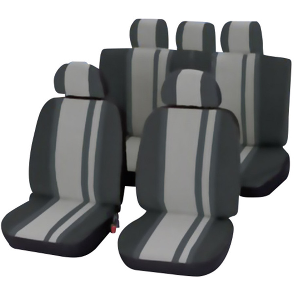 Unitec 84957 Newline Sitzbezug 14teilig Polyester Schwarz, Grau Fahrersitz, Beifahrersitz, Rücksitz