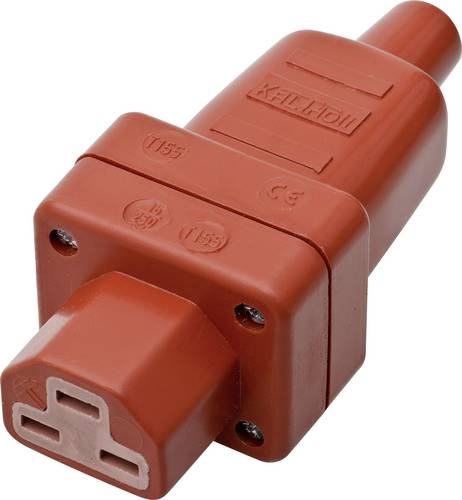 Kalthoff 444007 Warmgeräte-Steckverbinder 444 Buchse, gerade Gesamtpolzahl: 2 + PE 16 A Rot 1 St.