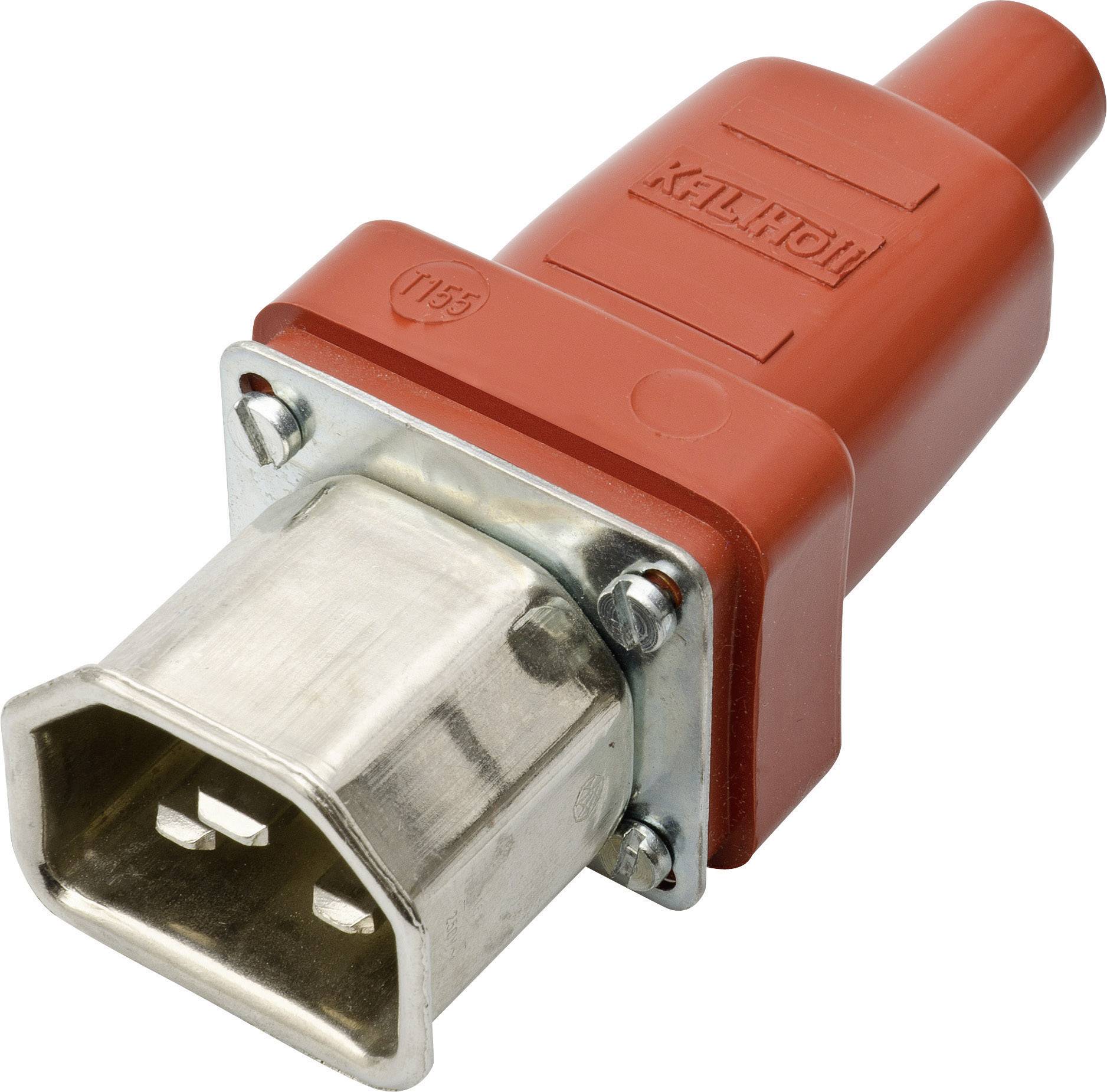 Kalthoff 444010 Warmgeräte-Steckverbinder 444 Stecker, gerade Gesamtpolzahl: 2 + PE 16A Rot, Metall 1St.