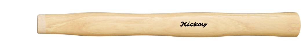 Holzgriff mit glatter Oberfläche, beschriftet mit 'Hickory'. Verwendet für Werkzeuge oder Sportgeräte zur Erhöhung der Griffigkeit.