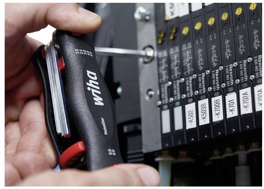 Wiha PocketStar Innen-Sechskant, Schlitz, Kreuzschlitz Phillips, Innen-TORX Winkelschraubendreher-Set 3 mm, 4 mm, 5 mm, 6 mm PH 2, T 10, T 15, T 20