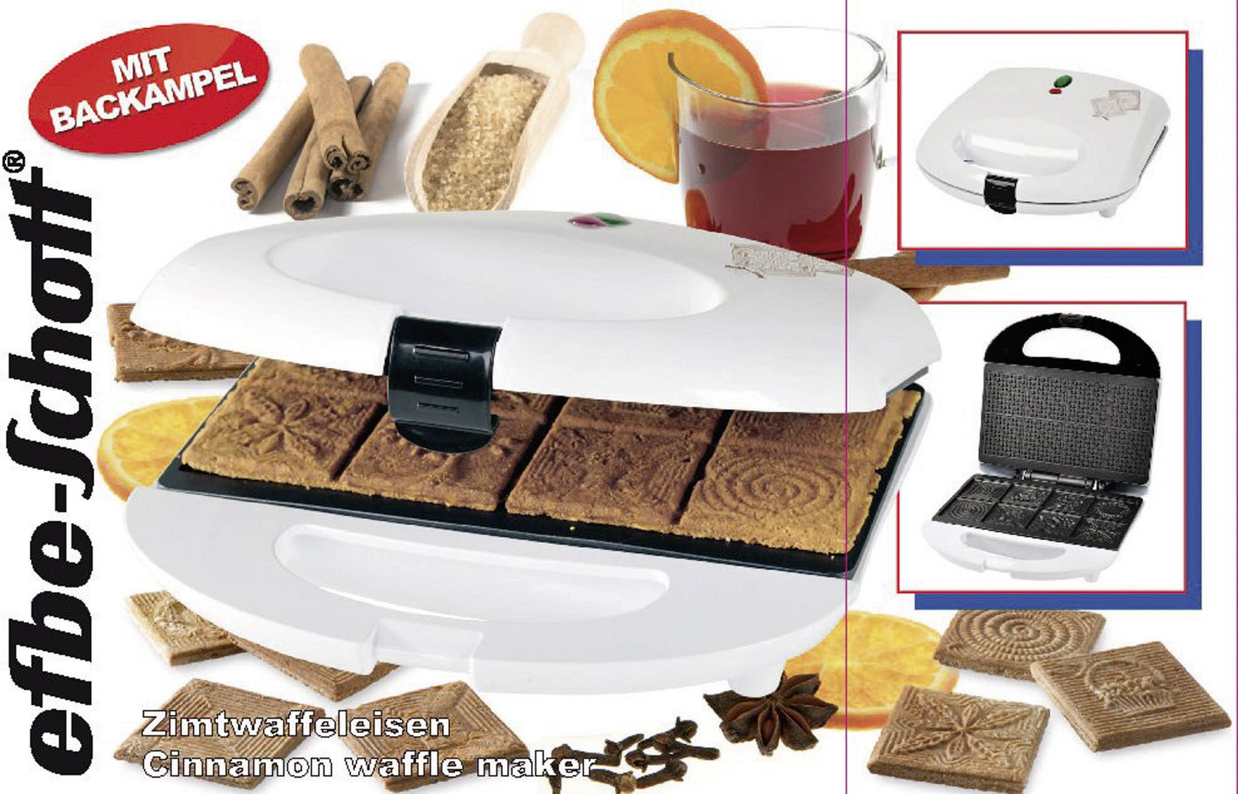 EFBE Schott SC ZWE 1000 Waffeleisen für Zimtwaffeln Weiß