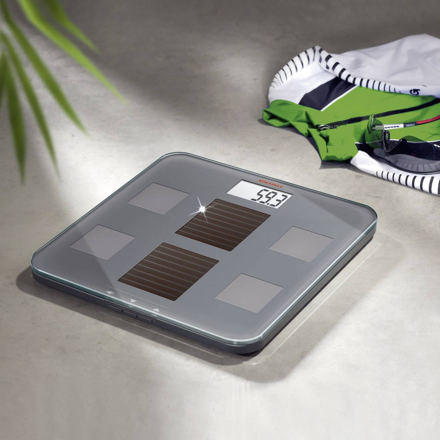 Soehnle Solar Fit Digitale Personenwaage 63342 Wägebereich (max.)=150 kg Grau Mit Solarzellen