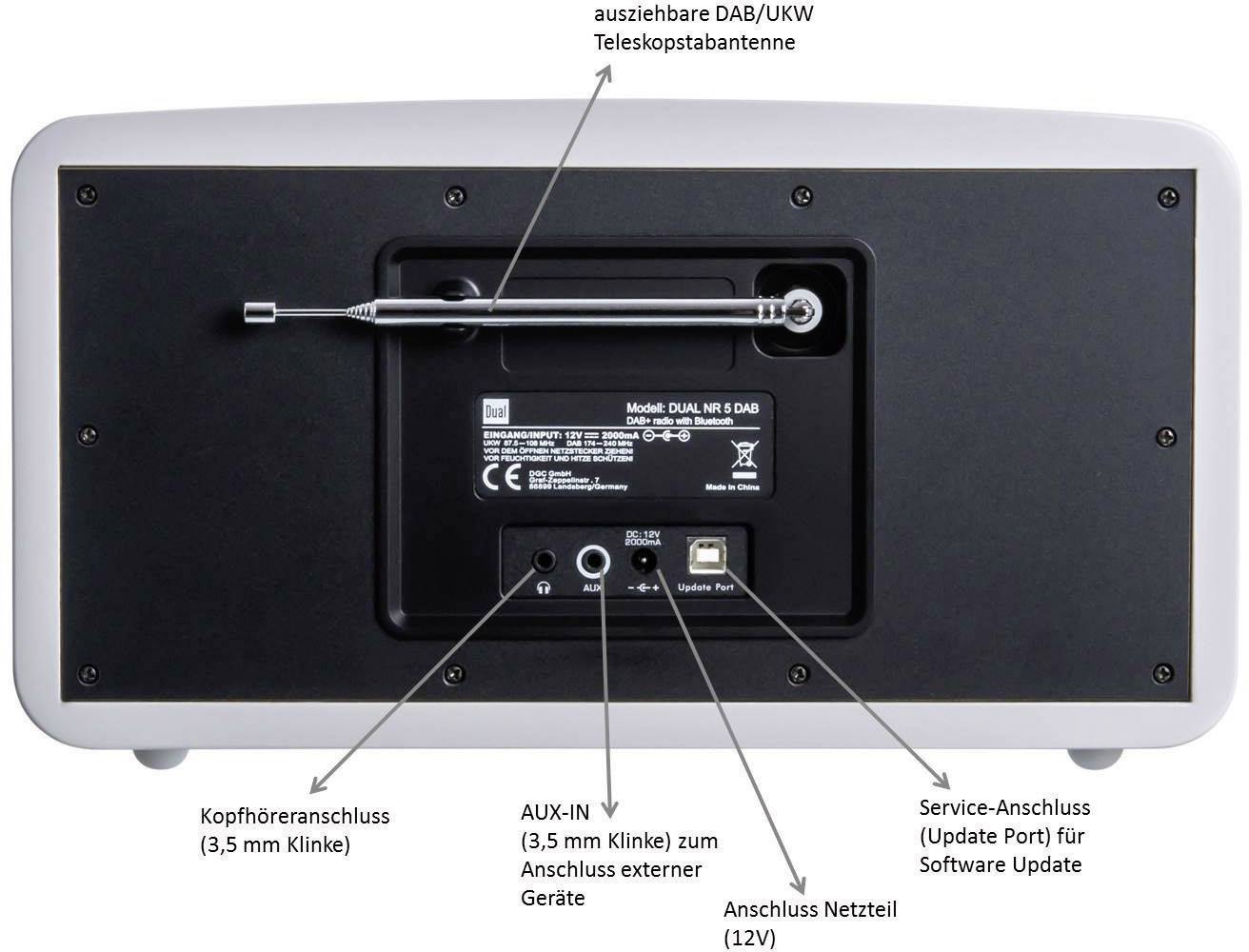 Dual NR 5 Tischradio DAB+, UKW AUX, Bluetooth® Weiß (glänzend)