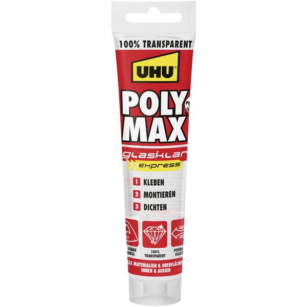 UHU POLY MAX EXPRESS GLASKLAR Klebe- und Dichtmasse Herstellerfarbe Transparent 47845 115g