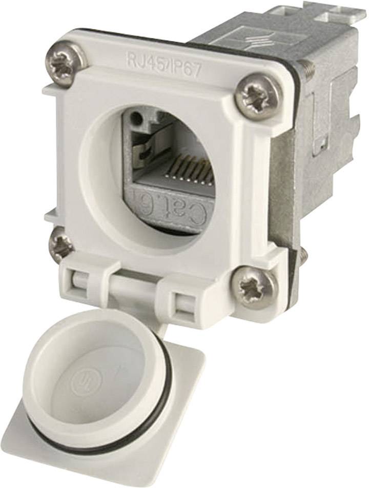 Telegärtner 100022952 STX V6 RJ45-Flanschset Variante 6 100022952 Chassisbuchse, Einbau Pole: 8P8C Lichtgrau 1St.