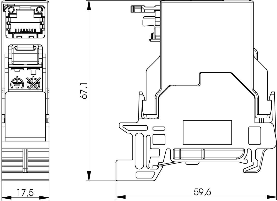 Telegärtner J80023A0000 Tragschienen-Verbinder RJ45 Buchse, Einbau Pole: 8P8C Lichtgrau 1 St.