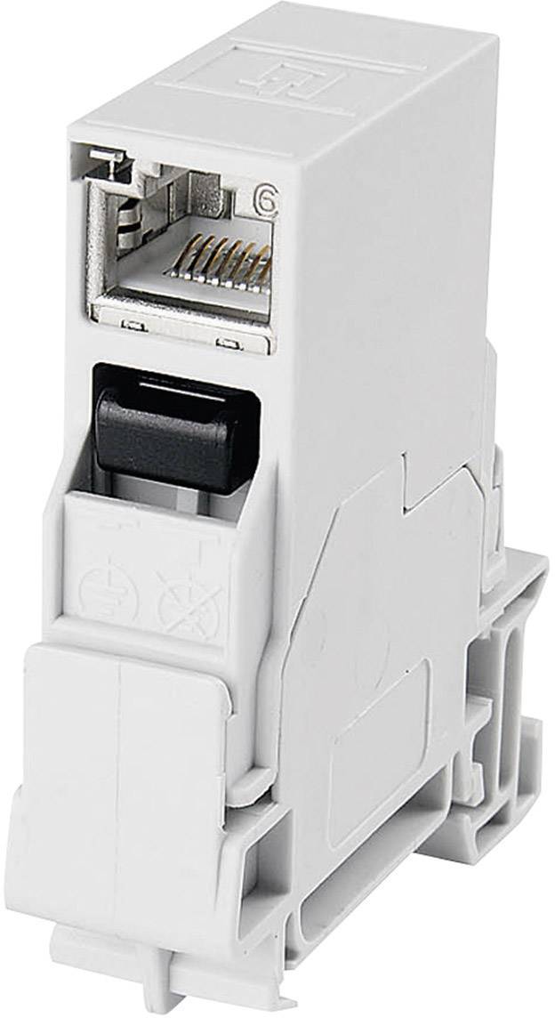 Telegärtner 100007437 Tragschienen-Verbinder RJ45 100007437 Kupplung, Einbau Pole: 8P8C Lichtgrau 1St.