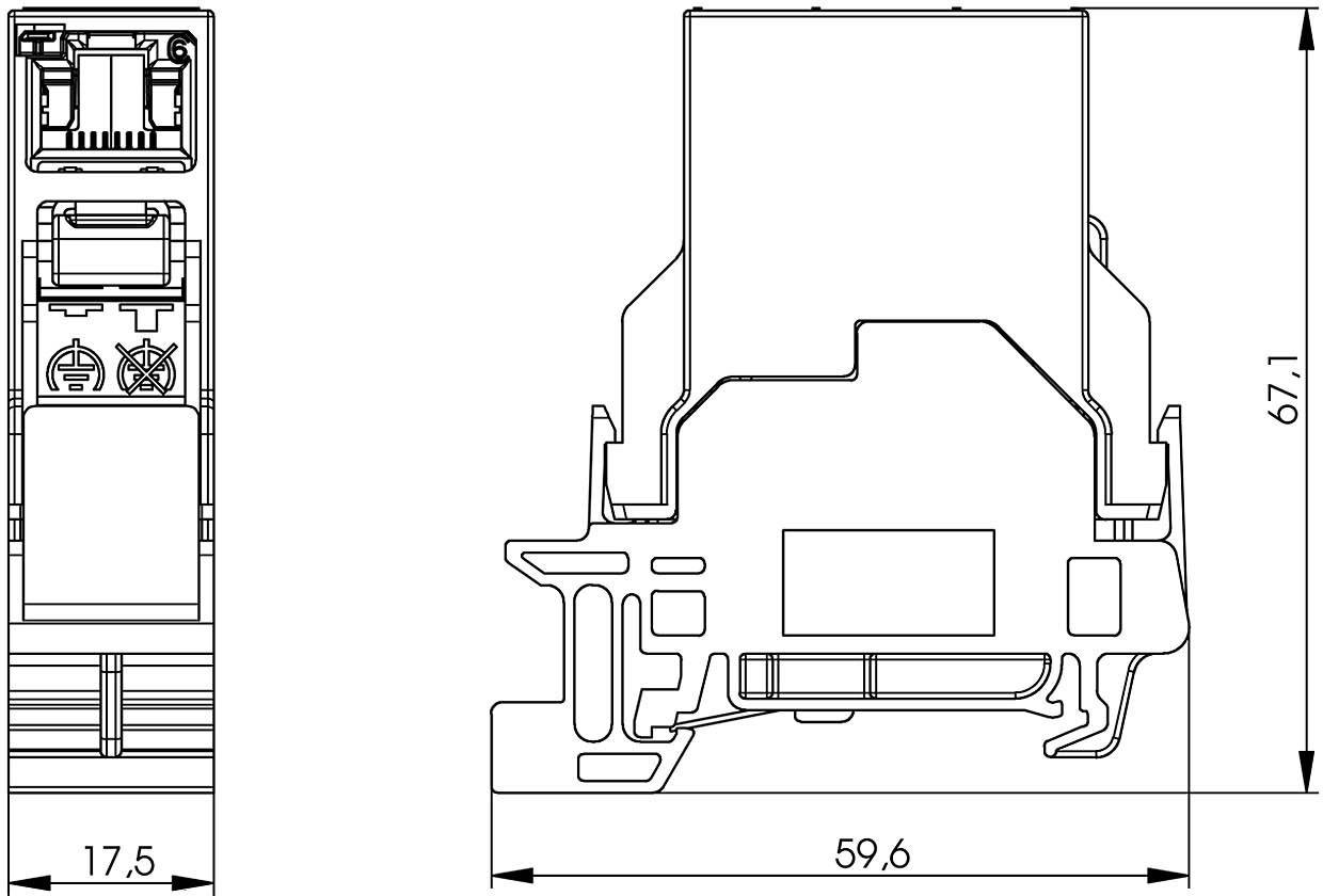 TELEGÄRTNER STX Tragschienen-Verbinder, RJ45 Kupplung Cat.6 Class EA (ISO)