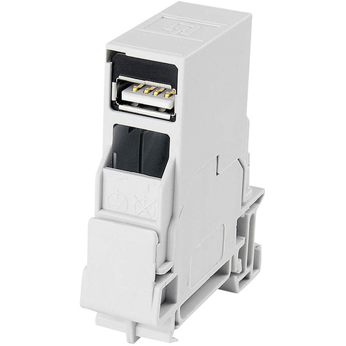 Telegärtner J80023A0004 Tragschienen-Verbinder USB 2.0 J80023A0004 Kupplung, Einbau Lichtgrau