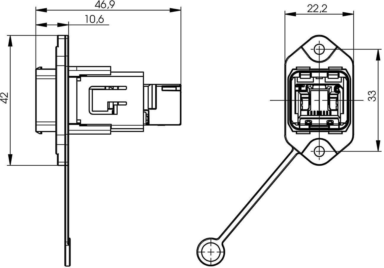 Telegärtner 100007422 RJ45-Flanschset Variante 14 100007422 Kupplung, Einbau Pole: 8P8C Metall 1St.