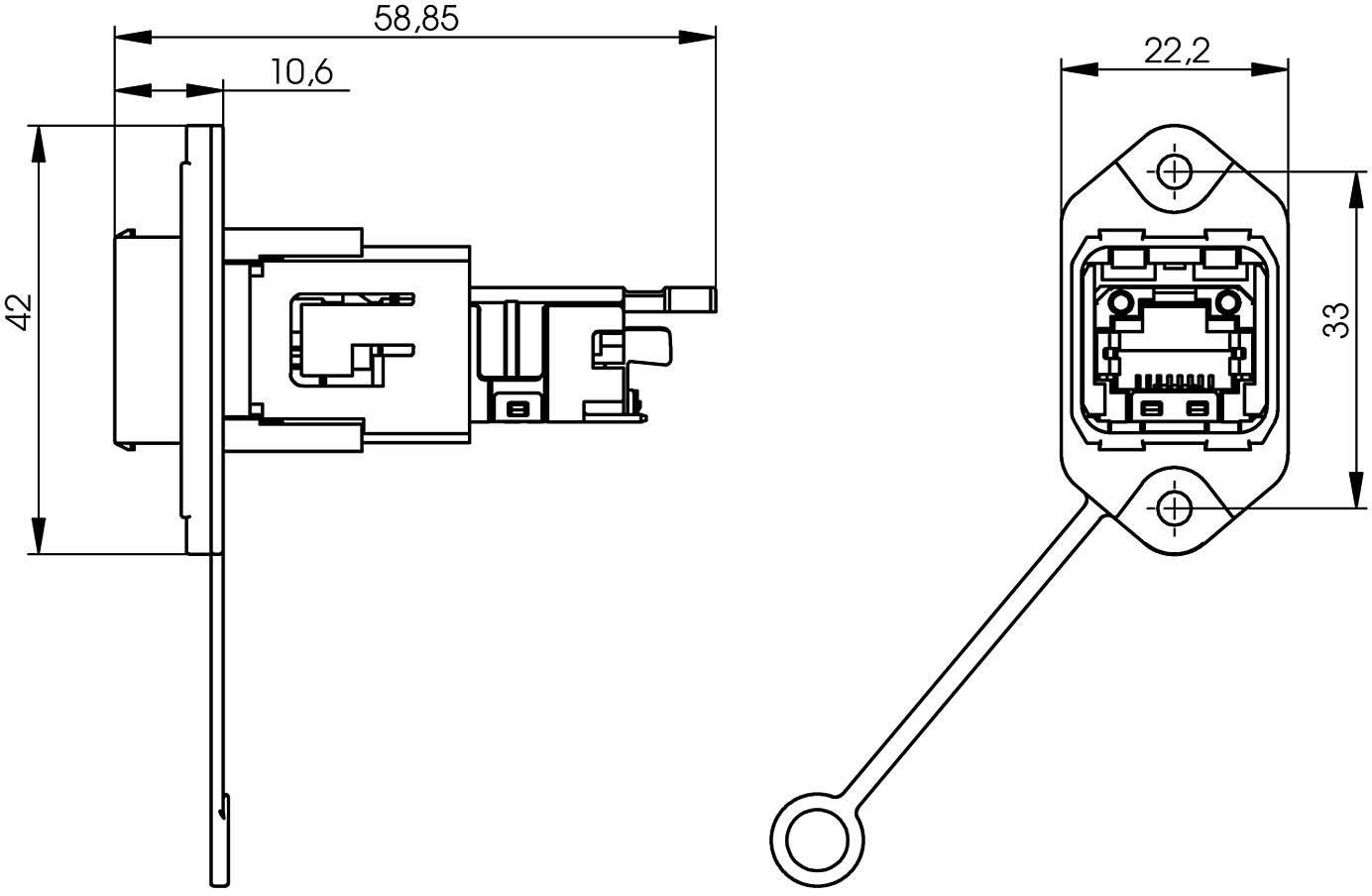 Telegärtner 100007423 RJ45-Flanschset Variante 14 100007423 Chassisbuchse, Einbau Pole: 8P8C Metall 1St.
