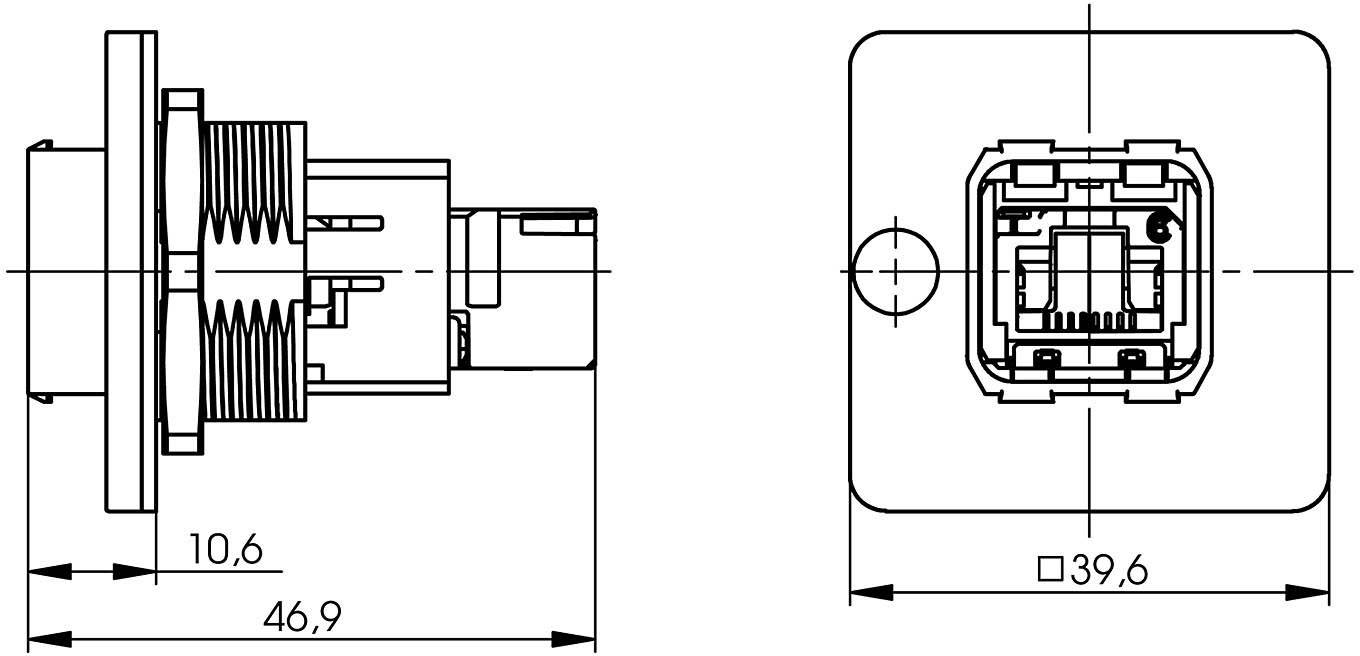 Telegärtner J80020A0012 RJ45-Flanschset Variante 14 J80020A0012 Kupplung, Einbau Pole: 8P8C Metall