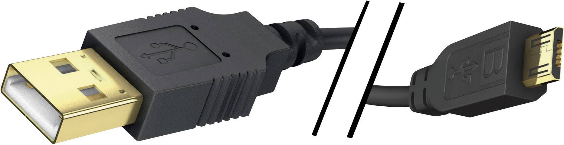 Inakustik USB-Kabel USB 2.0 USB-A Stecker, USB-Micro-B Stecker 2.00 m Schwarz vergoldete Steckkontakte 01070042