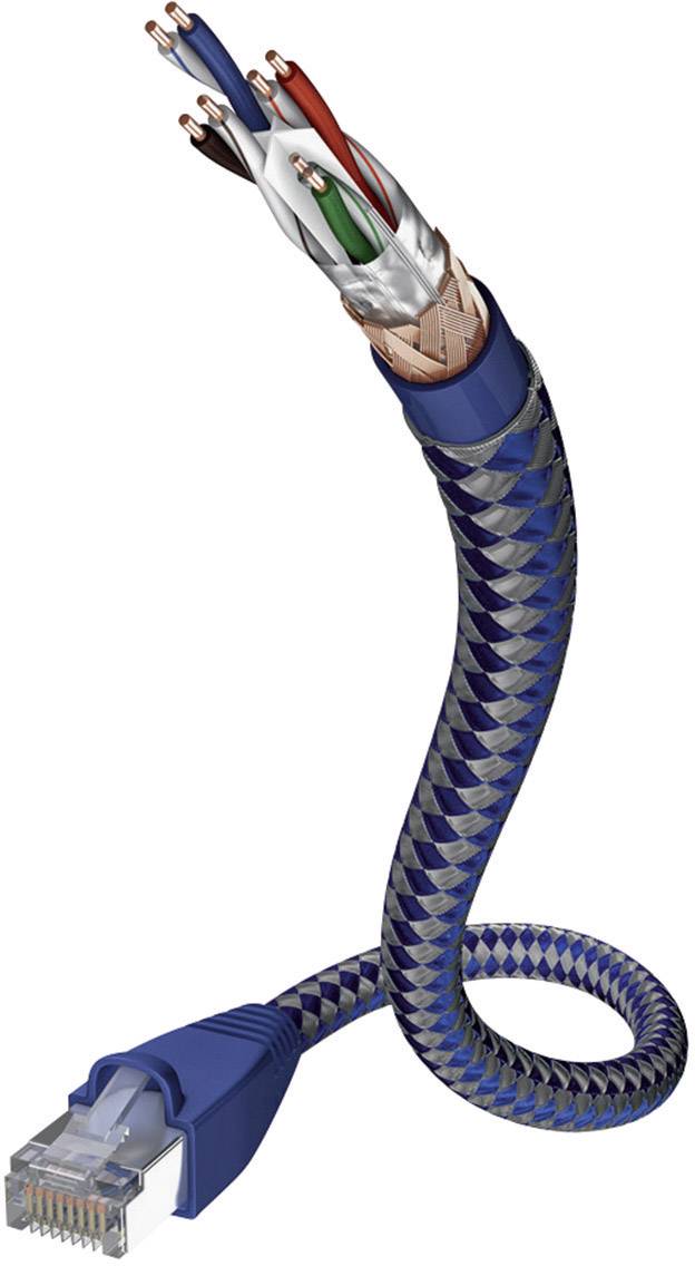 Inakustik 00480301 RJ45 Netzwerkkabel, Patchkabel CAT 6 SF/UTP 1.00 m Silber-Blau mit Rastnasenschutz 1 St.