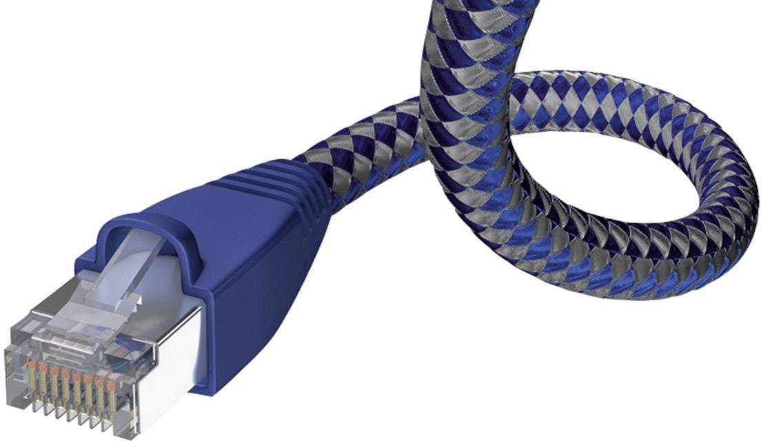 Inakustik 00480301 RJ45 Netzwerkkabel, Patchkabel CAT 6 SF/UTP 1.00 m Silber-Blau mit Rastnasenschutz 1 St.