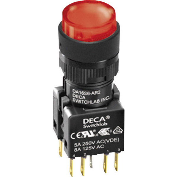 DECA ADA16S6-MR1-B2CR Drucktaster 250 V/AC 5A 1 x Aus/(Ein) tastend Rot IP65 1St.