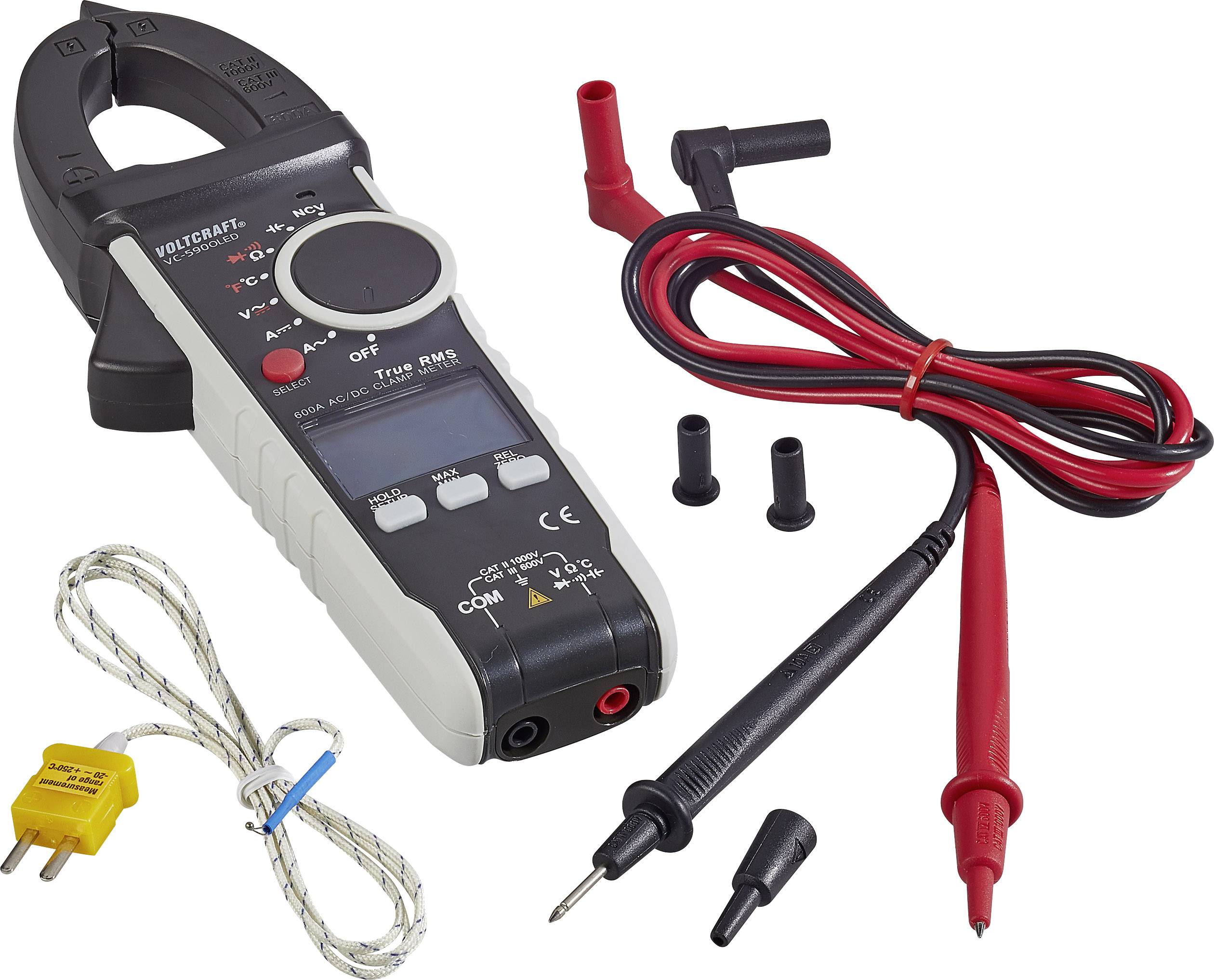 VOLTCRAFT VC-590OLED Stromzange digital OLED-Display CAT III 600 V, CAT II 1000 V Anzeige (Counts)