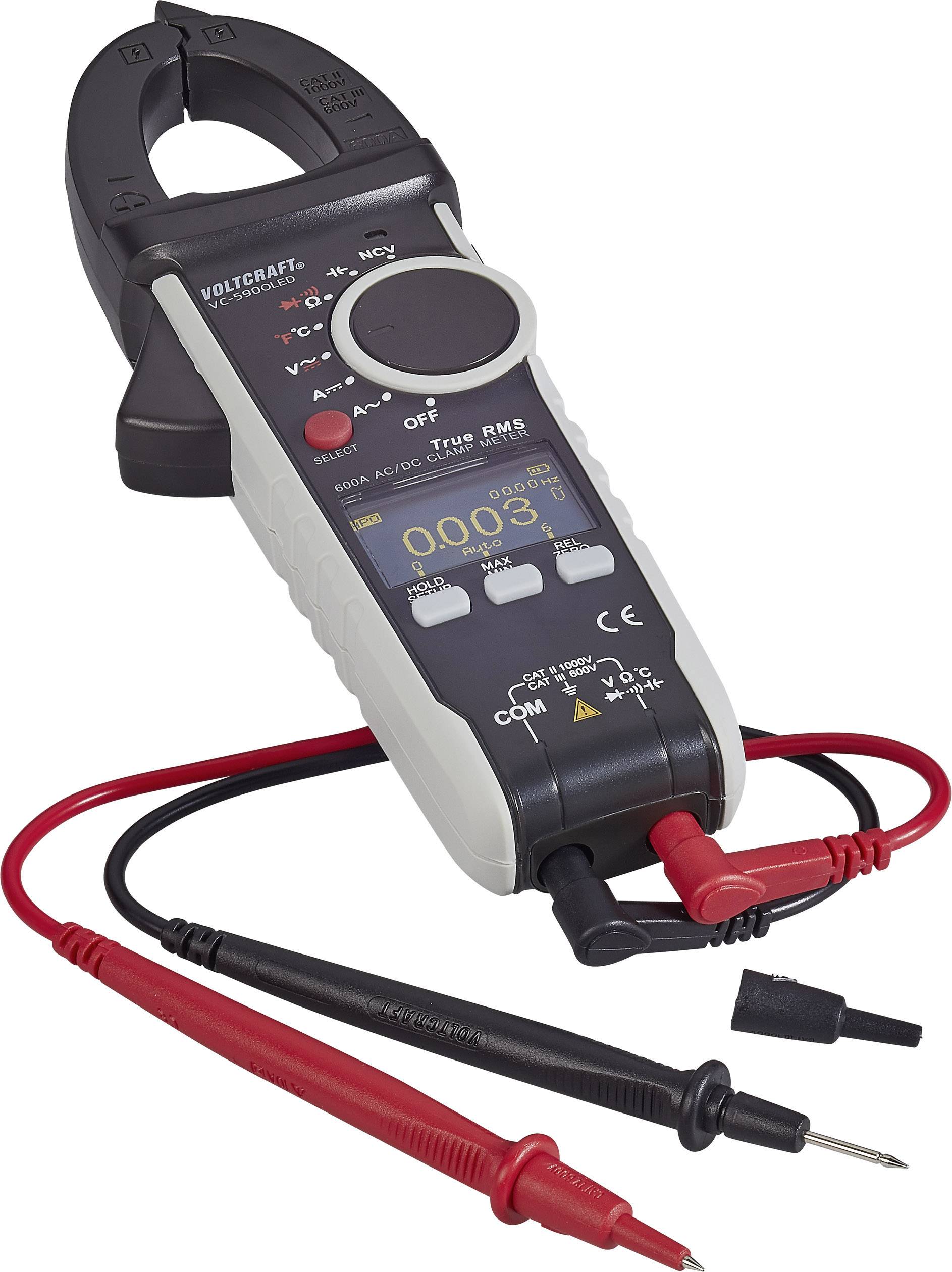 VOLTCRAFT VC-590OLED Stromzange digital OLED-Display CAT III 600 V, CAT II 1000V Anzeige (Counts): 6000