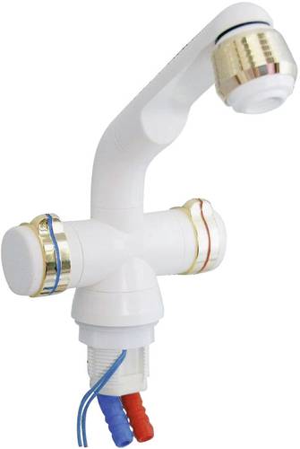 4100-225 Zweigriff-Mischarmatur Schlauch-Anschluss 10mm Weiß, Gold