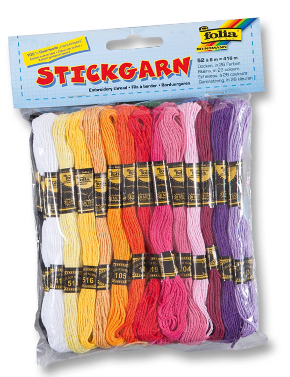 Stickgarn 52 Docken à 8m in 26 Farben