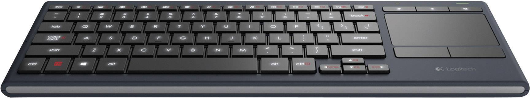 Logitech K830 Illuminated Living-Room Keyboard Funk Tastatur Deutsch, QWERTZ Schwarz Beleuchtet, Integriertes Touchpad, Maustasten