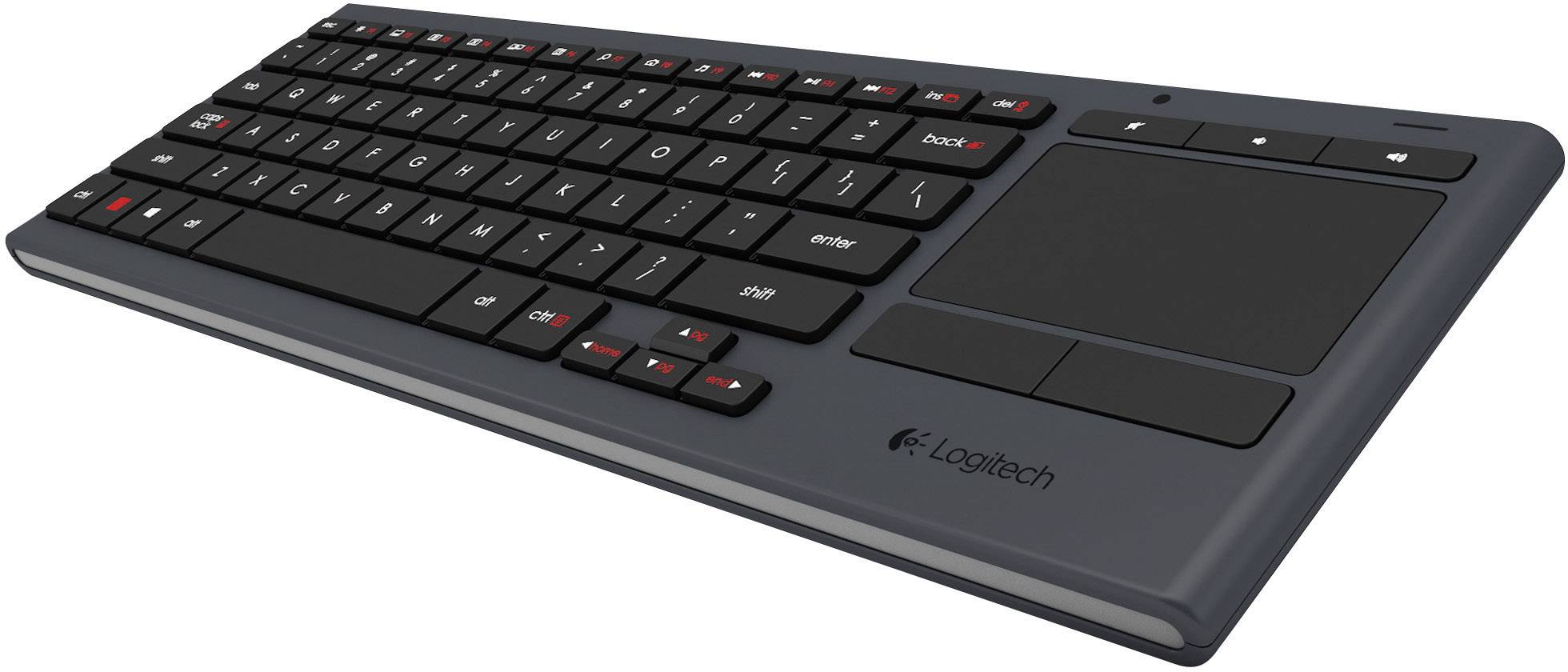 Logitech K830 Illuminated Living-Room Keyboard Funk Tastatur Deutsch, QWERTZ Schwarz Beleuchtet, Integriertes Touchpad, Maustasten