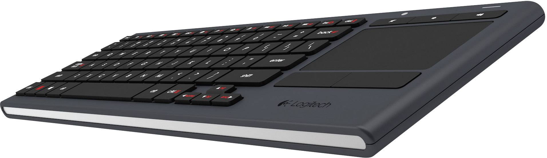 Logitech K830 Illuminated Living-Room Keyboard Funk Tastatur Deutsch, QWERTZ Schwarz Beleuchtet, Integriertes Touchpad, Maustasten