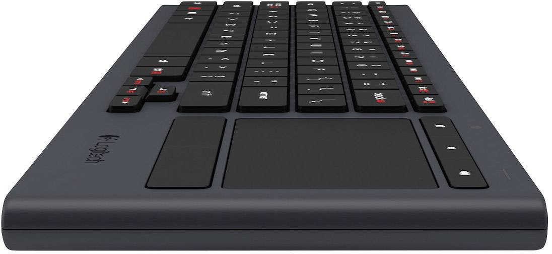 Logitech K830 Illuminated Living-Room Keyboard Funk Tastatur Deutsch, QWERTZ Schwarz Beleuchtet, Integriertes Touchpad, Maustasten