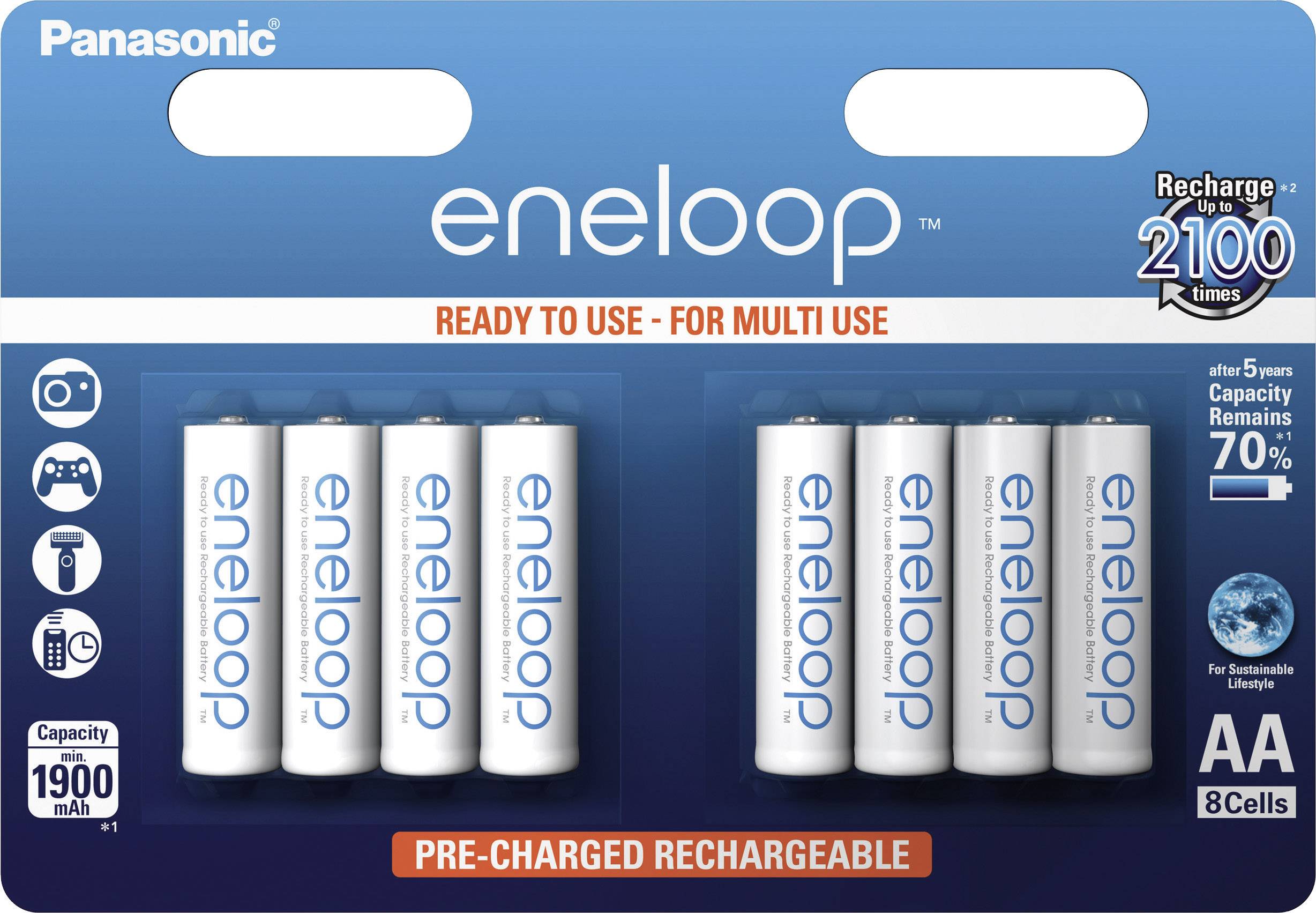 Panasonic eneloop HR06 Mignon (AA)-Akku NiMH 1900 mAh 1.2V 8St.