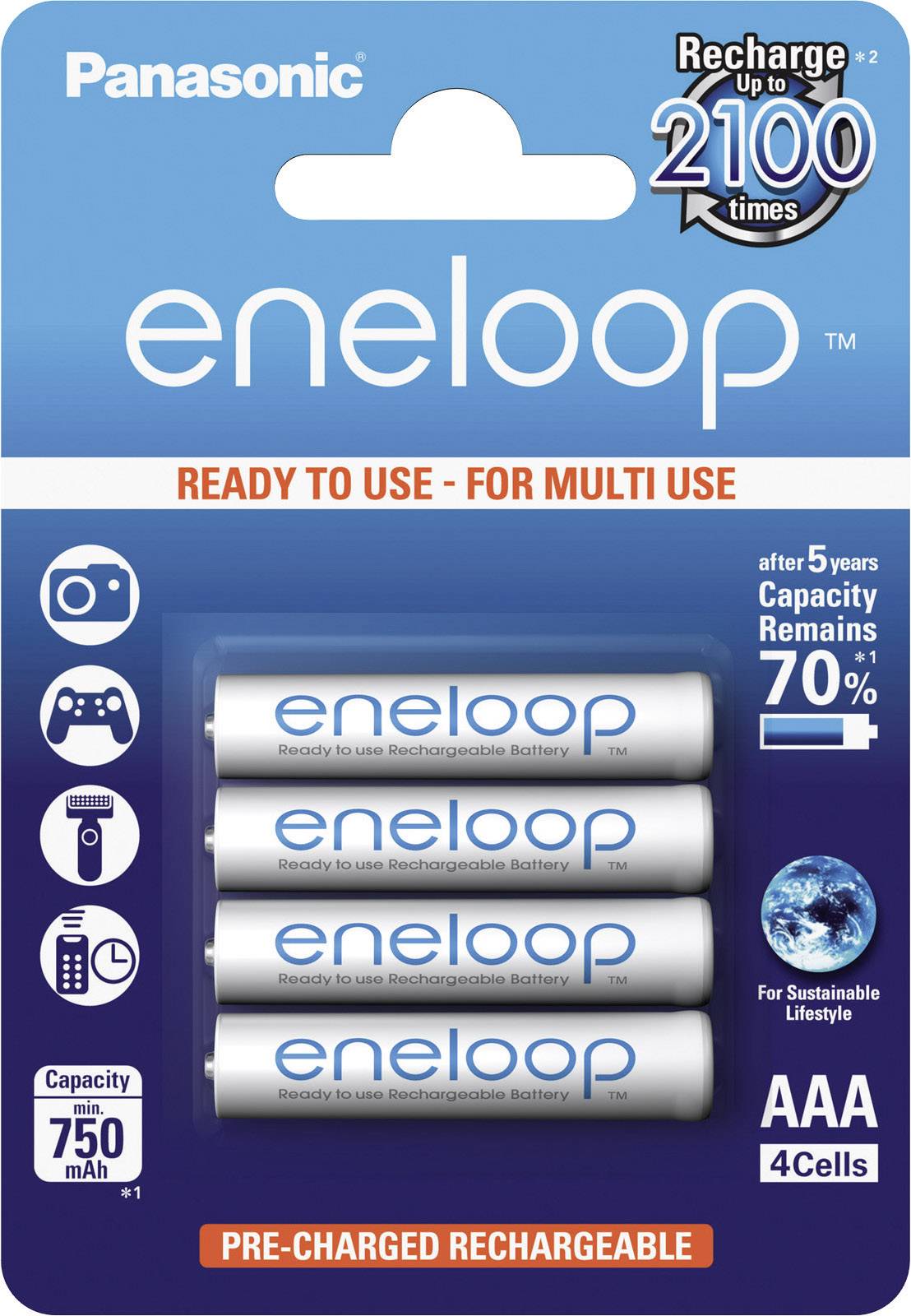 Panasonic eneloop HR03 Micro (AAA)-Akku NiMH 750 mAh 1.2V 4St.