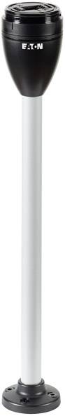 Säulenförmiges Gerät von Eaton, verwendet zur Signalgebung, schwarze obere Einheit mit grauer Basis, geeignet für industrielle Anwendungen.