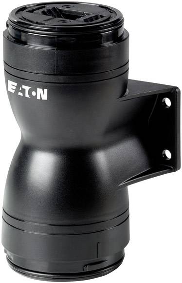 Schwarzer elektrischer Geräteanschluss von Eaton, zylindrisch geformt, mit seitlicher Montageplatte und geschlossenem Deckel.