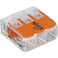 WAGO 221-413-1 221 Verbindungsklemme flexibel: 0.14-4mm² starr: 0.2-4mm² Polzahl: 3 Transparent, Orange WAGO 221-413-1 221 Verbindungsklemme flexibel: 0.14-4mm² starr: 0.2-4mm² Polzahl: 3 Transparent, Orange