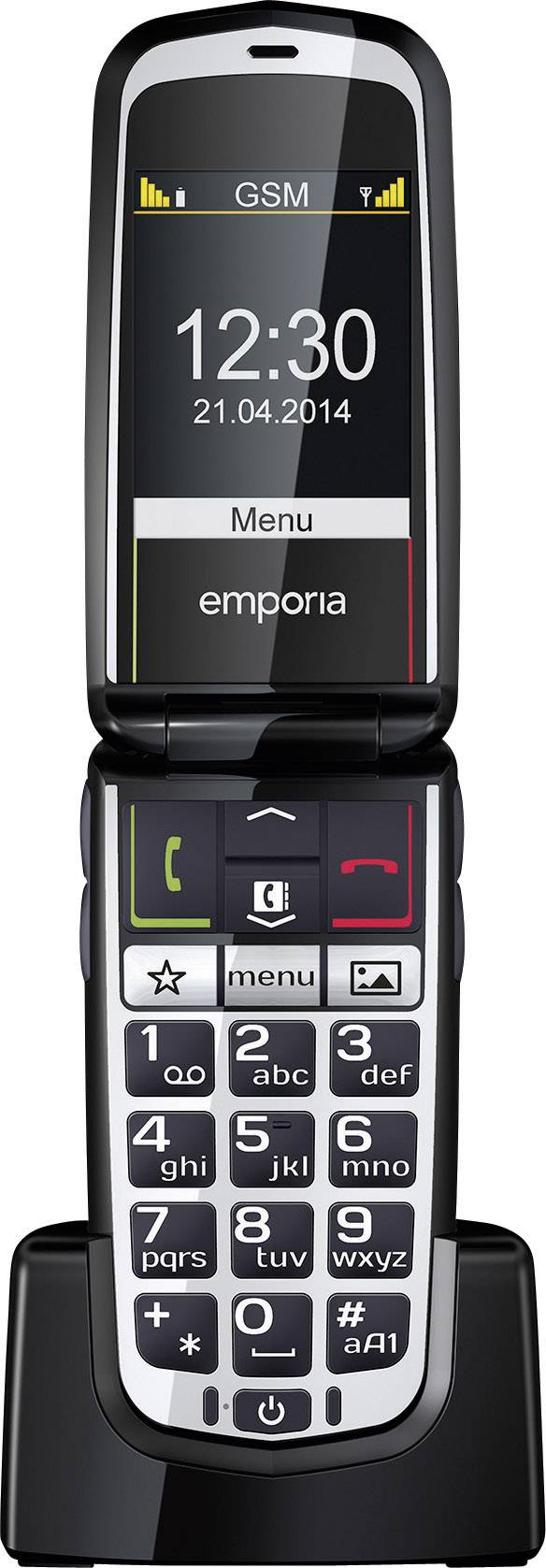 Emporia Glam Senioren-Klapp-Handy mit Ladestation, SOS Taste Schwarz