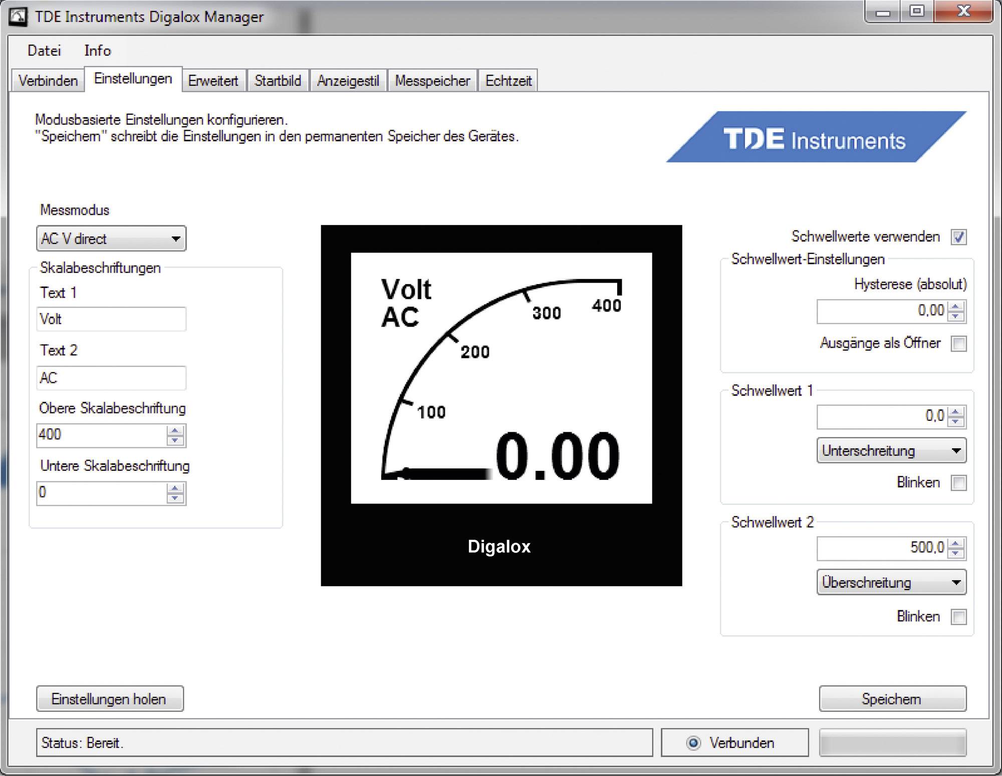 TDE Instruments Digalox DPM72-AVP Digitales Einbaumessgerät