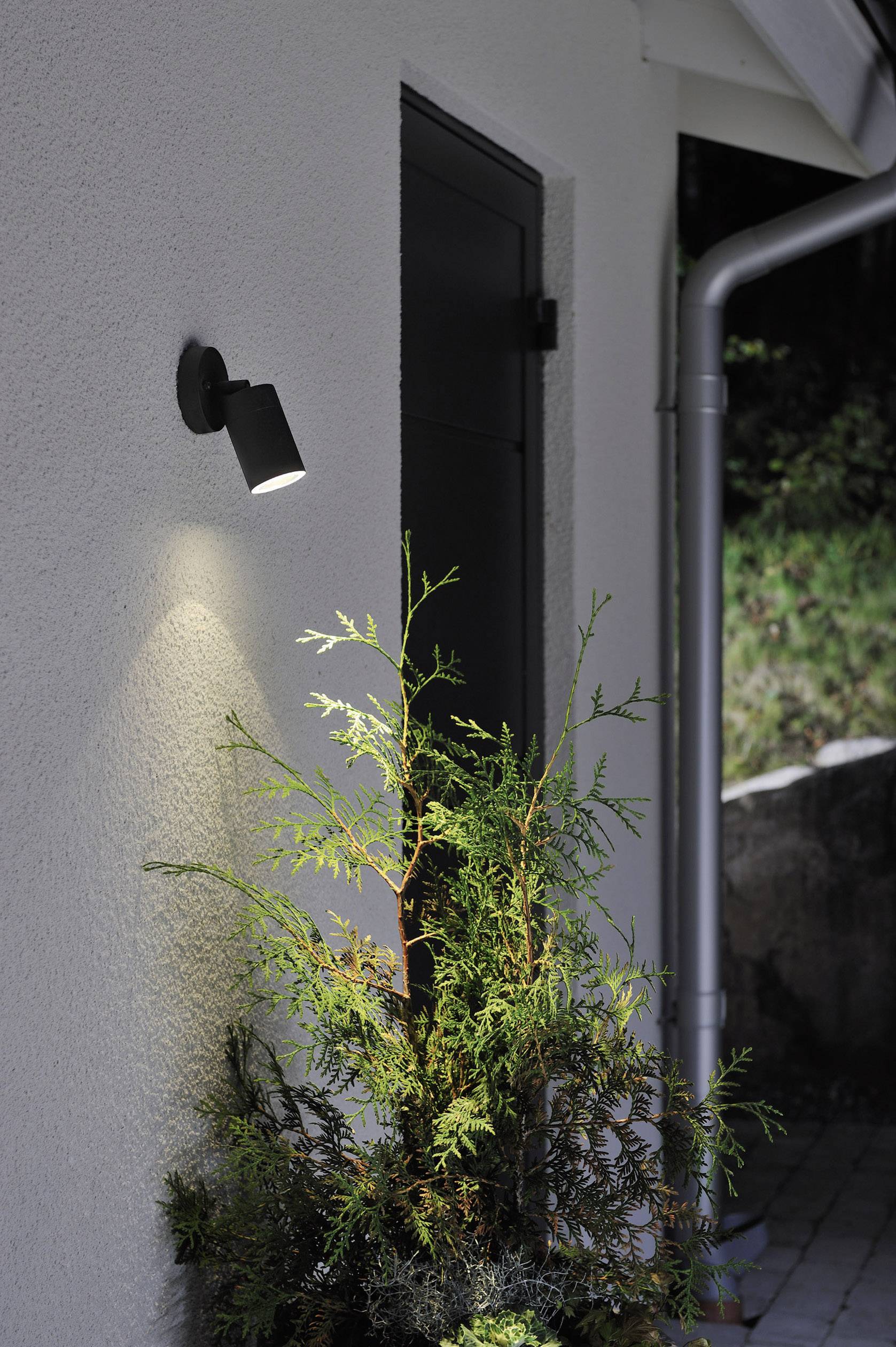 Konstsmide Modena Spot 7598-750 Außenwandleuchte Energiesparlampe, LED GU10 7W Schwarz