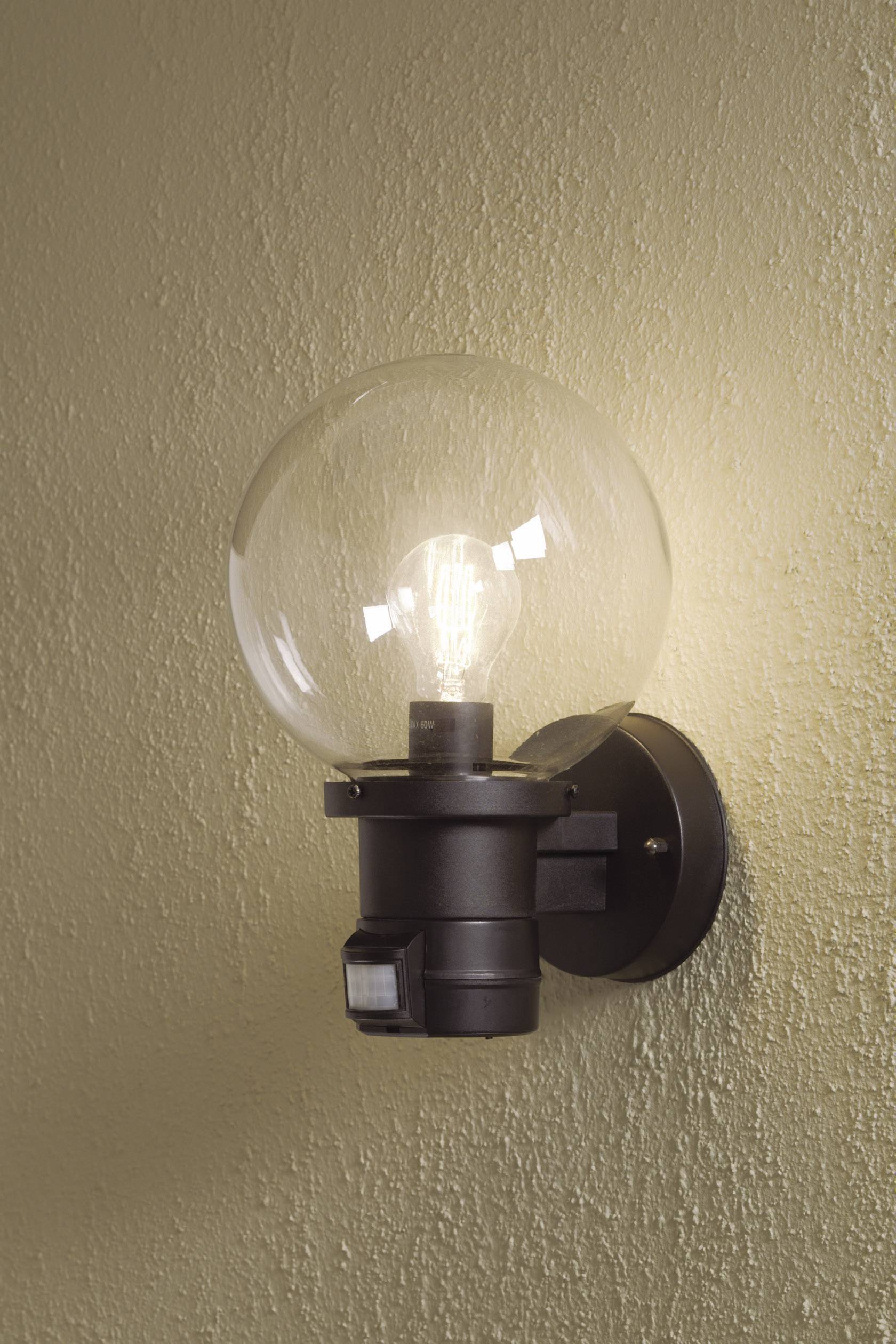 Konstsmide Nemi Move 7321-750 Außenwandleuchte mit Bewegungsmelder Energiesparlampe, LED E27 60W Schwarz