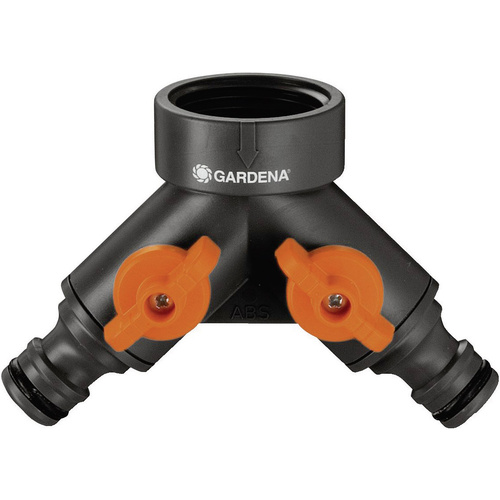 Gardena 00940-20 Kunststoff 2-Wege-Verteiler Steckkupplung, 30,3mm (1") IG mit Regulierventil