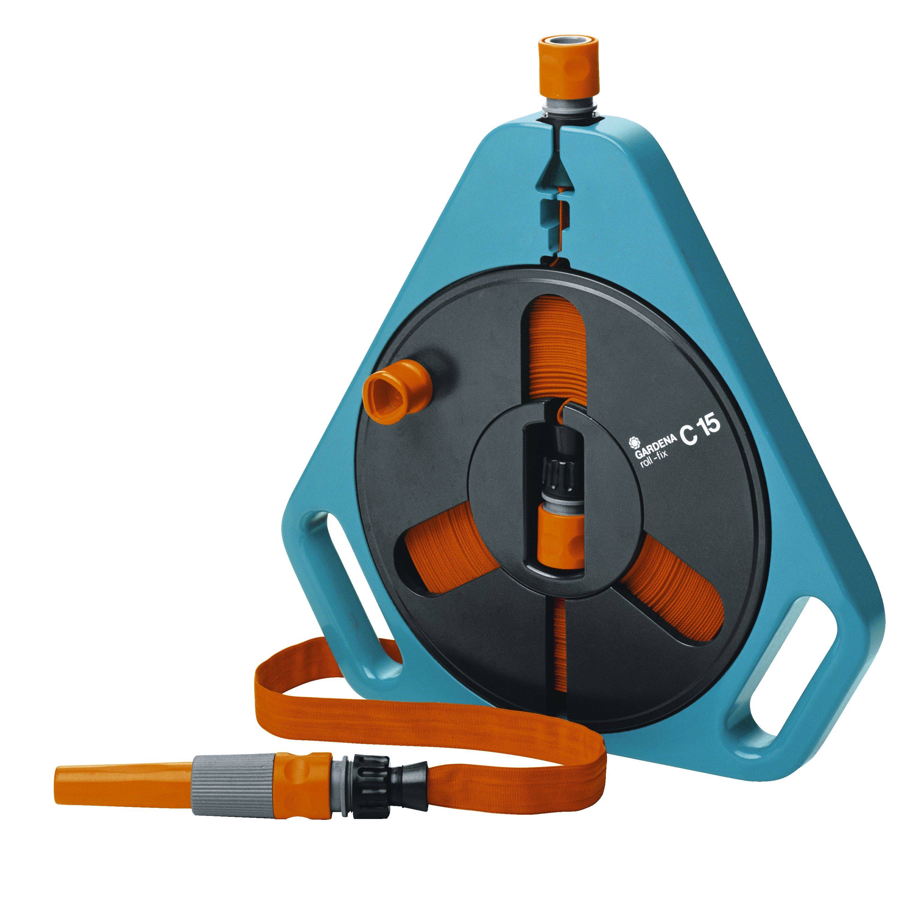 Gardena 00756-20 Roll-Fix C 15m 13mm 15m 1/2 Zoll 1 St. Grau, Schwarz, Orange Gartenschlauchtrommel