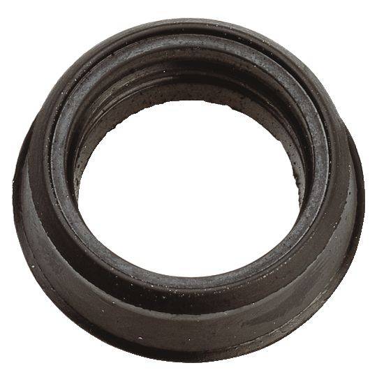 Ein schwarzer Dichtungsring, oft in Rohrverbindungen verwendet, liegt auf einer weißen Fläche.