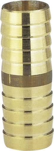 Ein Messing-Rohranschluss mit mehreren geriffelten Ringen, vermutlich zur Befestigung an einem Schlauch. Geeignet für Wasserinstallationen.