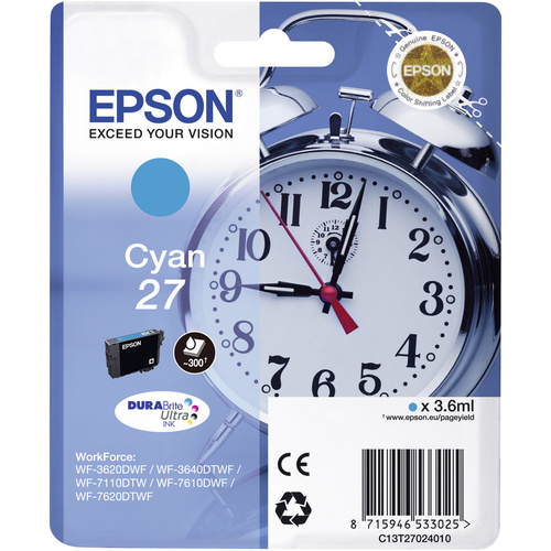 Epson Druckerpatrone T2702, 27 Original Cyan C13T27024010