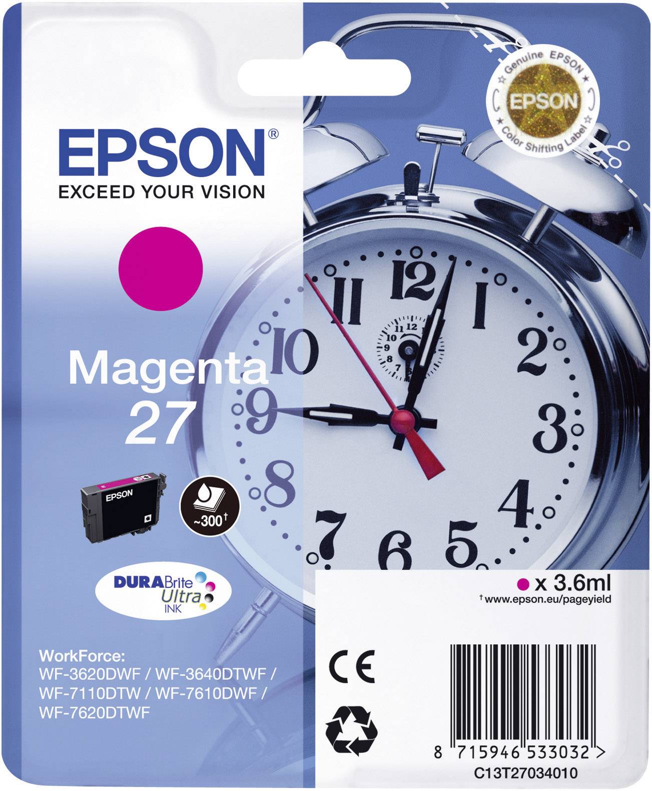 Epson Druckerpatrone T2703, 27 Original Magenta C13T27034010